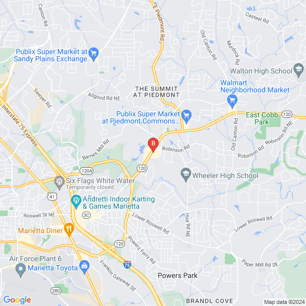Marietta Limo Service location map: 2146 Roswell Rd ste 108-117, Marietta, GA